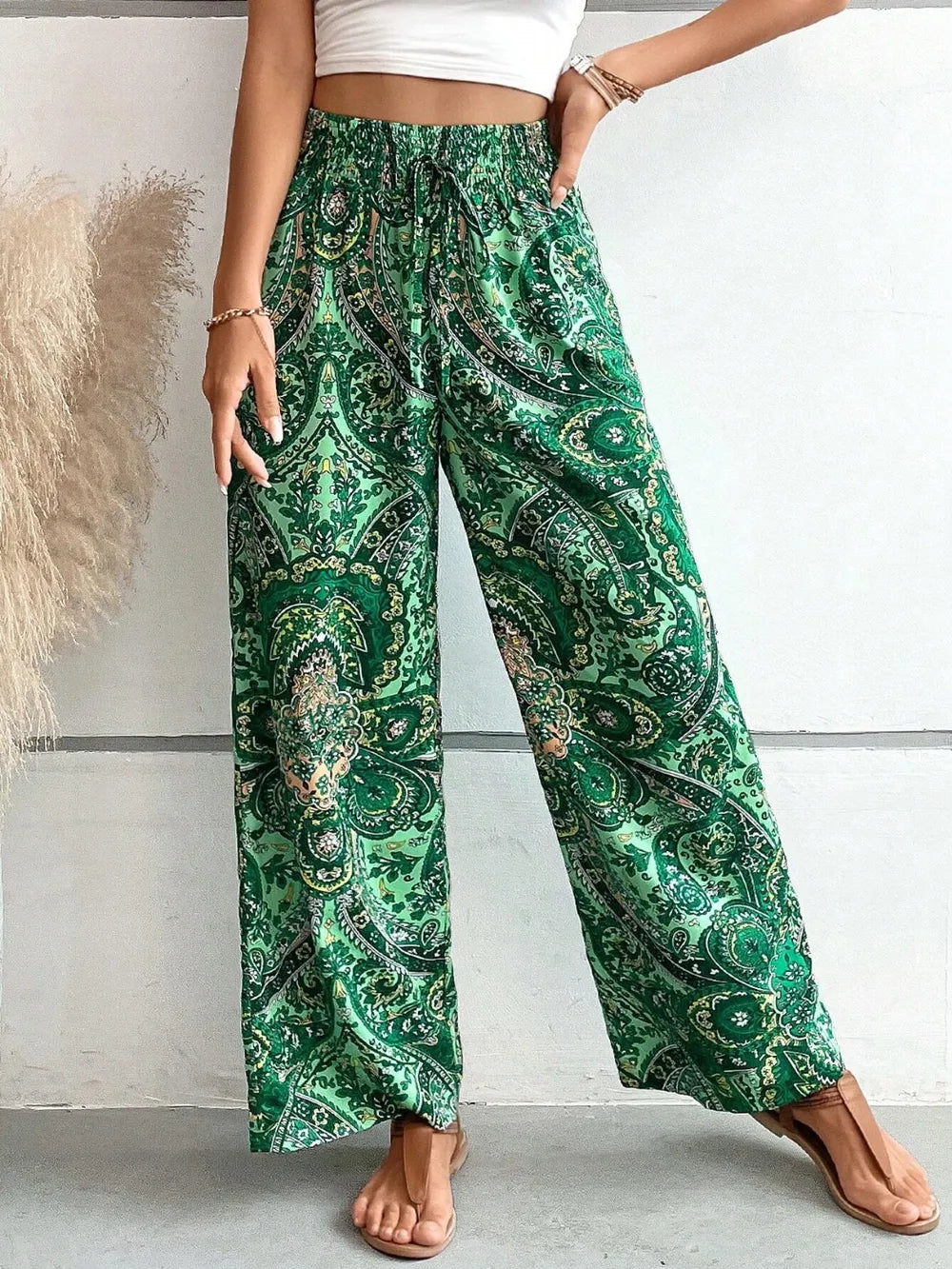 Printed Wide Leg Pants – Trendsi | ClozArt