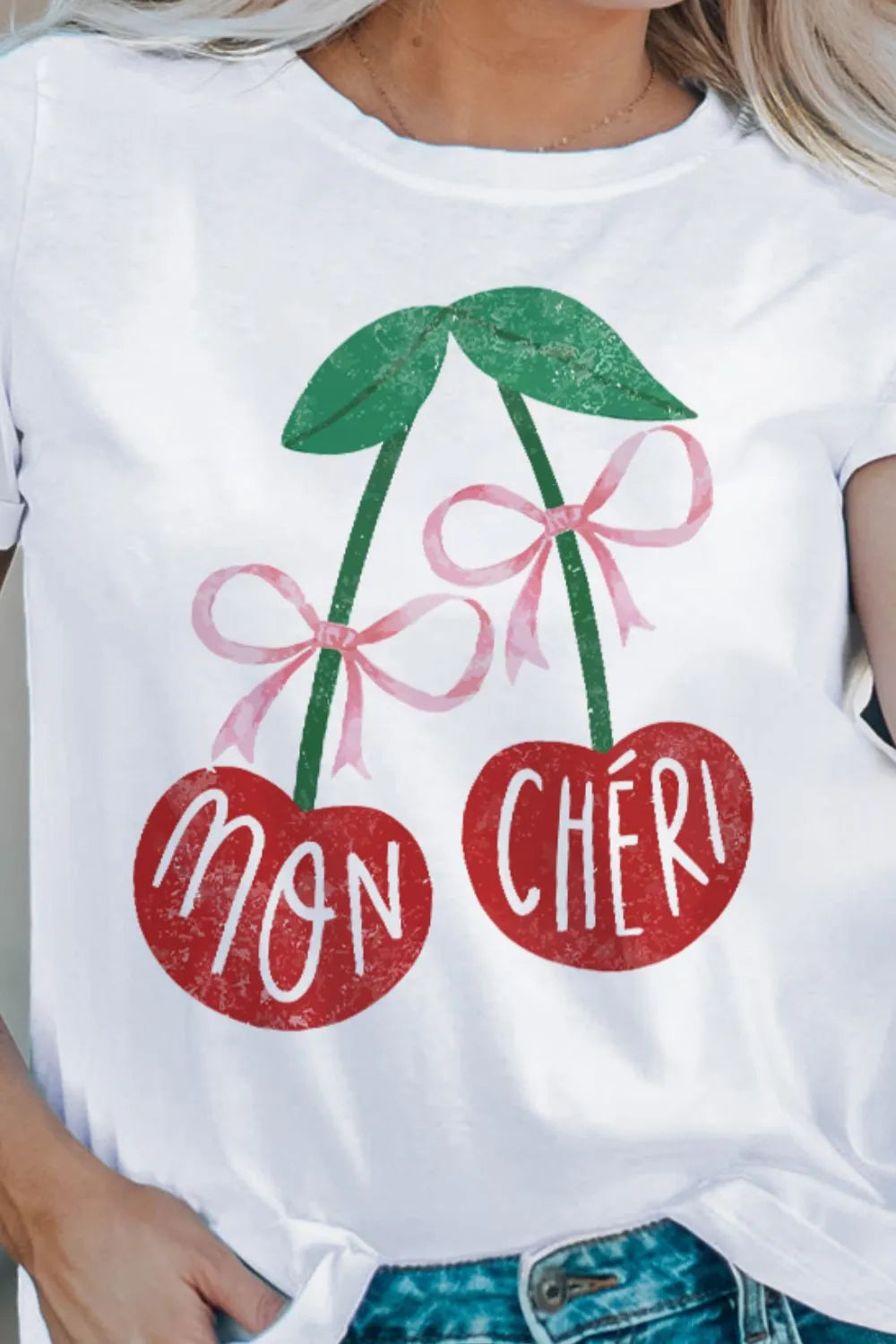 Cherry Round Neck Short Sleeve T-Shirt – Trendsi | ClozArt
