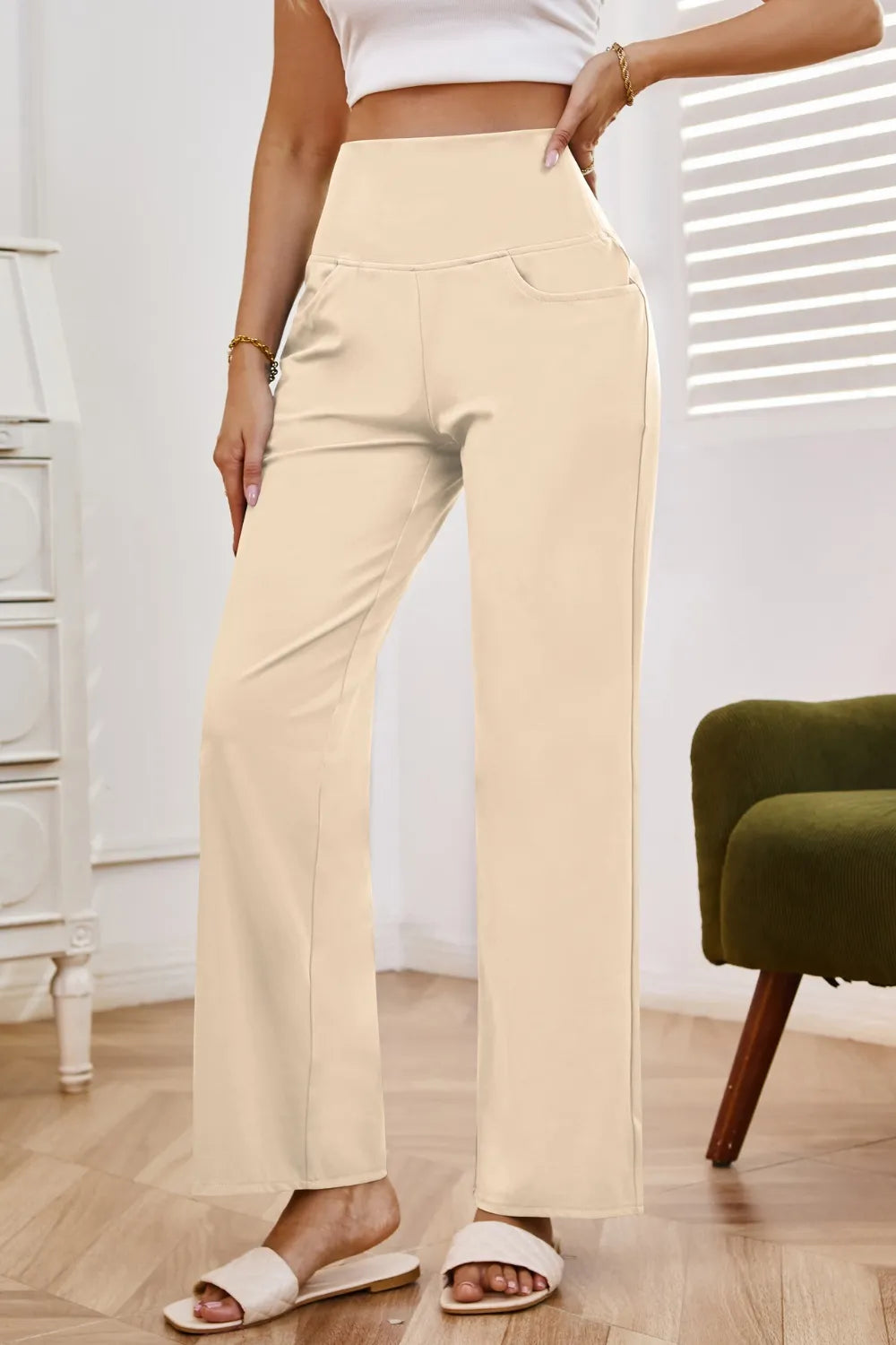 High Waist Wide Leg Pants with Pockets – Trendsi | ClozArt