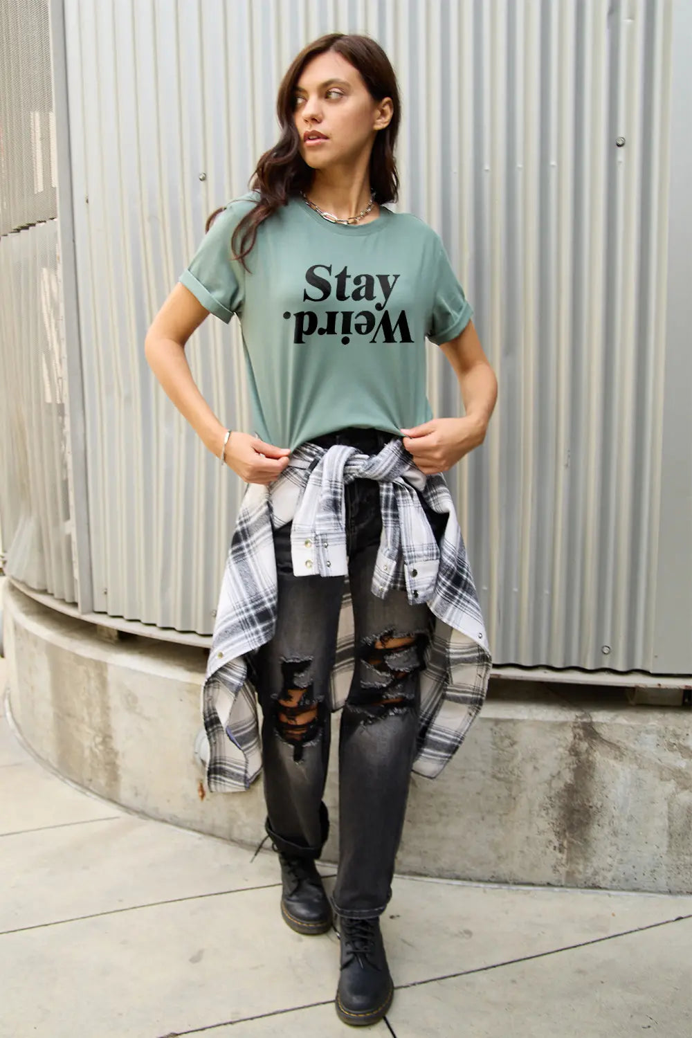 Simply Love Full Size STAY WEIRD Short Sleeve T-Shirt – Trendsi | ClozArt