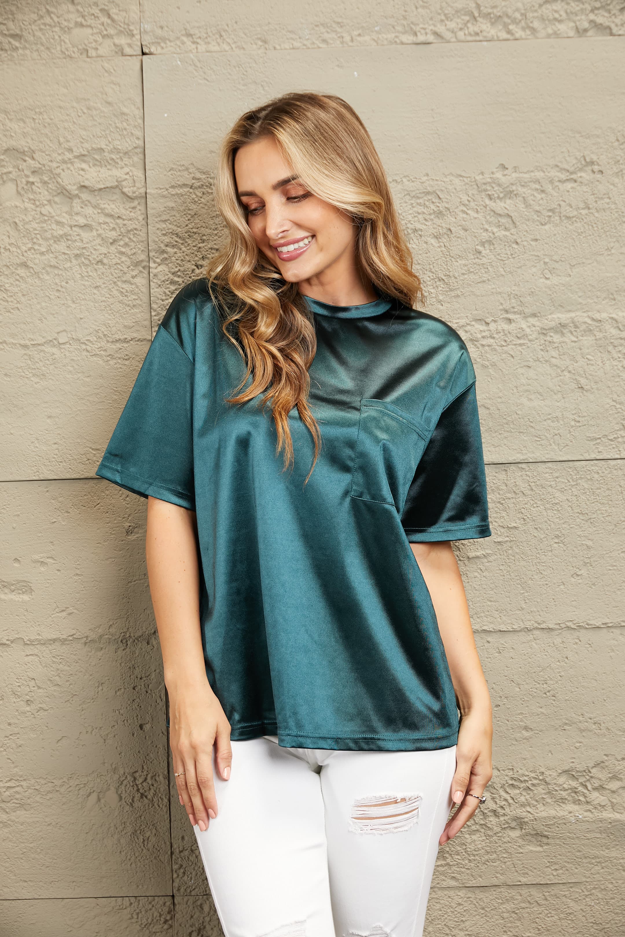 Round Neck Dropped Shoulder Top – Trendsi | ClozArt