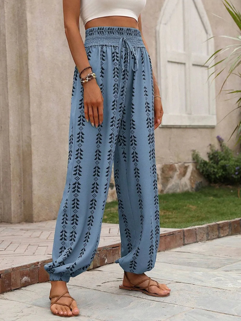 Tied Printed High Waist Pants – Trendsi | ClozArt
