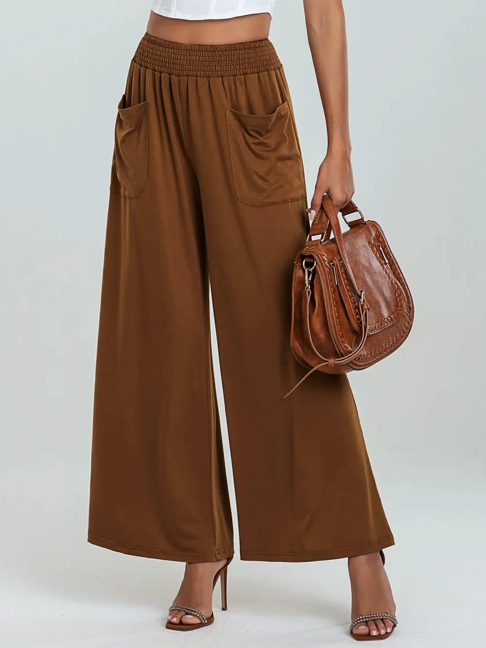 Pocketed Elastic Waist Wide Leg Pants – Trendsi | ClozArt