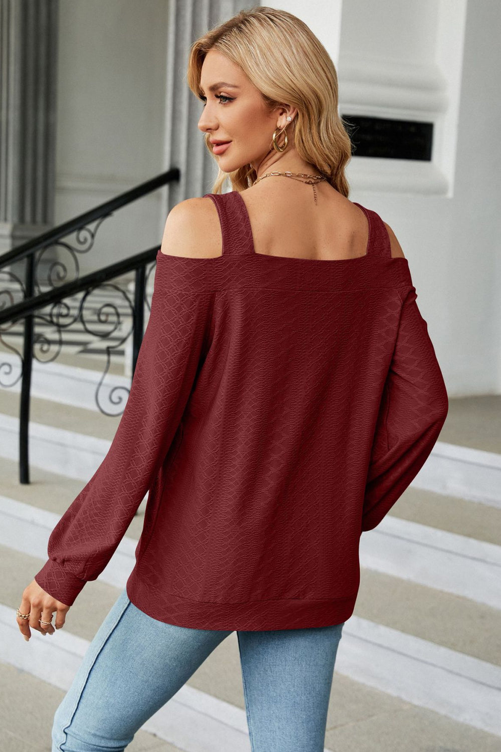 Cold Shoulder Square Neck Cutout Blouse – Trendsi | ClozArt