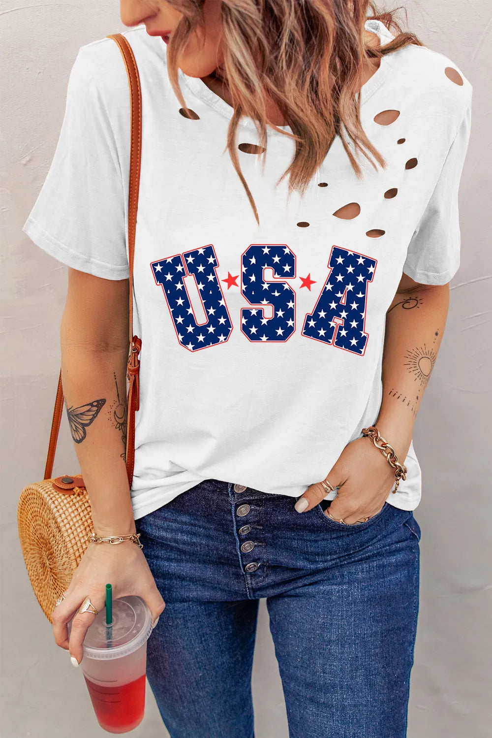USA Round Neck Short Sleeve T-Shirt – Trendsi | ClozArt