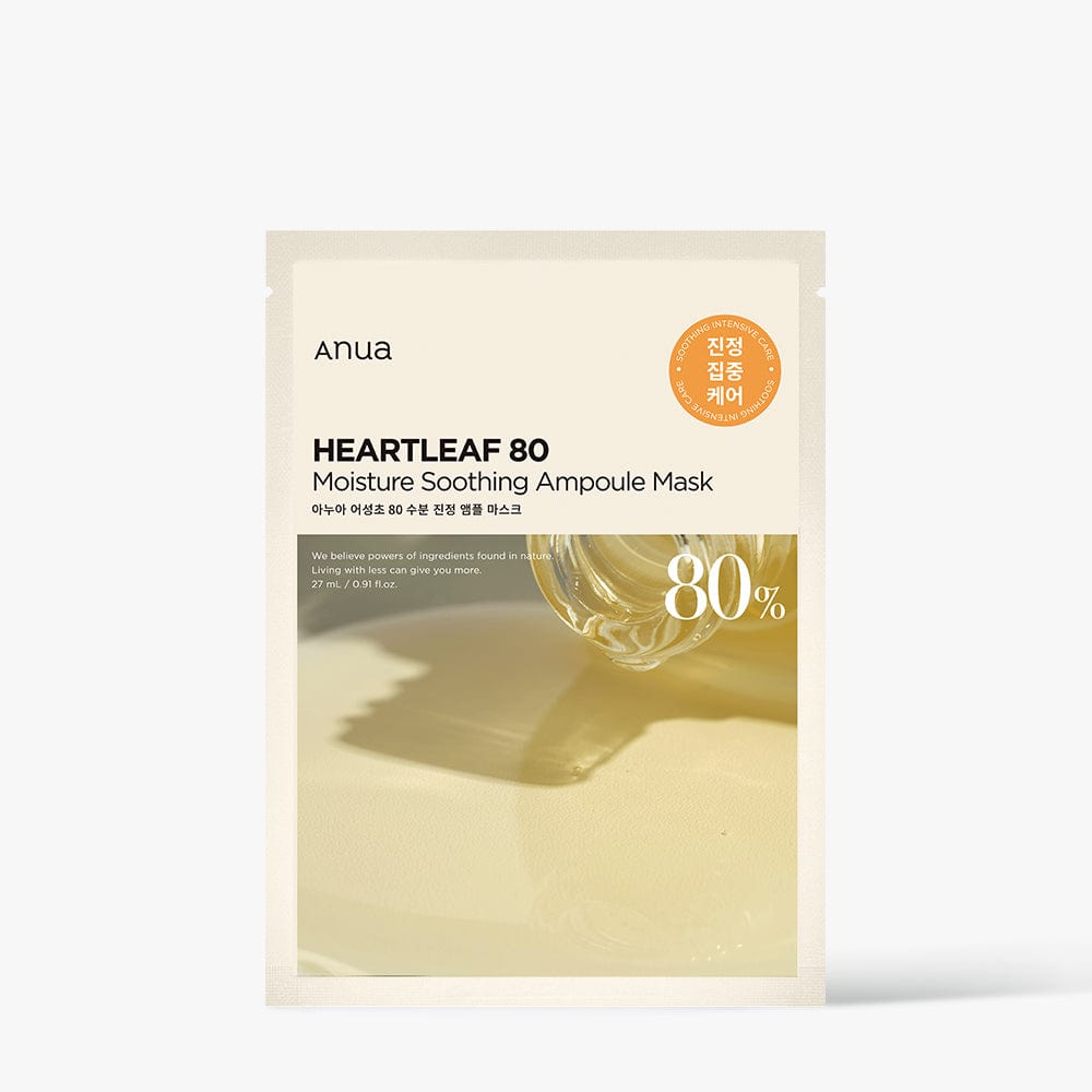 Anua HEARTLEAF 80 MOISTURE SOOTHING AMPOULE MASK 27ml X 10ea – Anua | ClozArt
