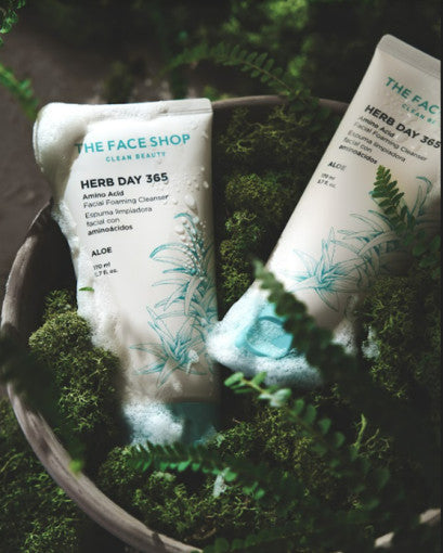 THE FACE SHOP Herb Day 365 Amino Acid Facial Foaming Cleanser 170ml #Aloe – THE FACE SHOP | ClozArt
